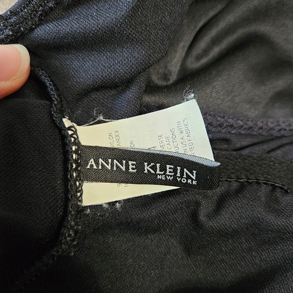 Ann Klein Swim Top Tankini Size 14 Black Stripe Beach Summer Neutral V-Neck Pool - Picture 8 of 9